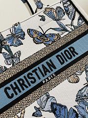 Dior Small Tote Blue Toile de Jouy Mexico Embroidery - 26x8x22cm - 5
