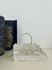 Dior Mini Book Tote White Butterfly Zodiac Embroidery - 21.5x13x7.5cm - 1