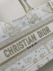 Dior Mini Book Tote White Butterfly Zodiac Embroidery - 21.5x13x7.5cm - 4