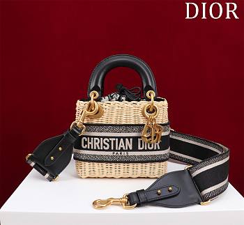 Dior Mini Lady Wicker Oblique Bag Black 17cm