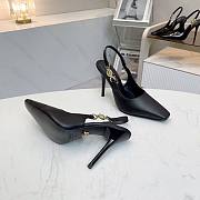 Versace Black Leather Slingback Pumps - 5