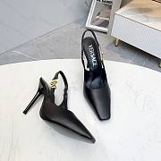 Versace Black Leather Slingback Pumps - 4