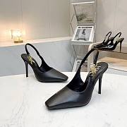 Versace Black Leather Slingback Pumps - 3