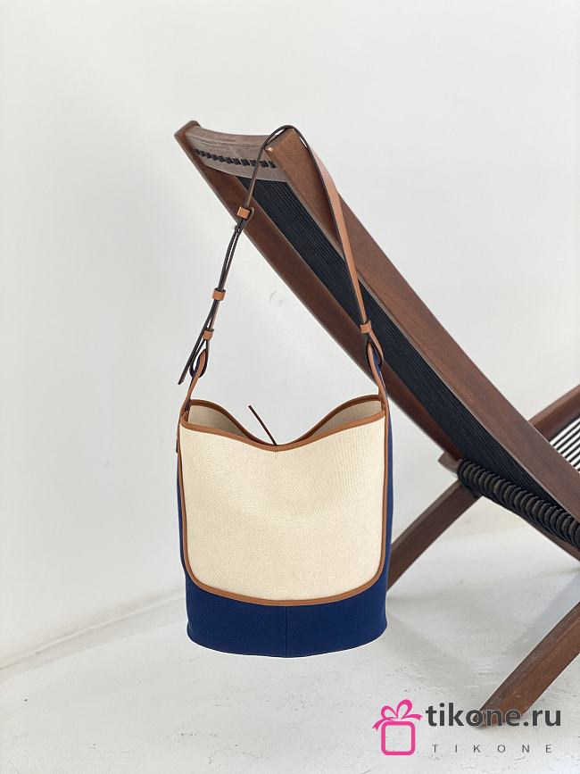 Loewe Hobo Bag In Blue Canvas & Calfskin - 32x26x13cm - 1