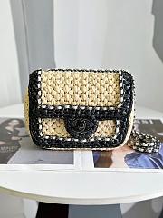 Chanel Mini FlapBag Raffia In White&Black 18cm - 1