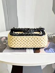 Chanel Mini FlapBag Raffia In White&Black 18cm - 5