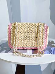 Chanel FlapBag Raffia In Pink&Natural 23cm - 4