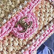 Chanel FlapBag Raffia In Pink&Natural 23cm - 3