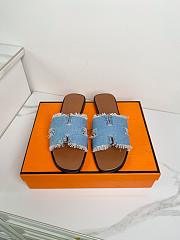 Hermes Oran 2024 In Blue Slippers - 1