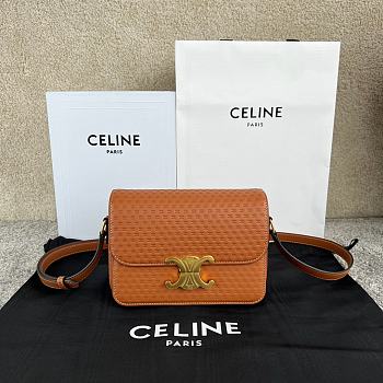 Celine Teen Triomphe In Brown Leather - 18.5x13.5x7cm