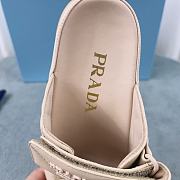 Prada Logo Plaque Quilted Slides In Beige - 5