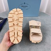 Prada Logo Plaque Quilted Slides In Beige - 3