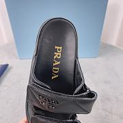 Prada Logo Plaque Quilted Slides In Black - 5