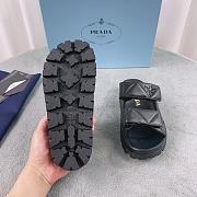 Prada Logo Plaque Quilted Slides In Black - 3