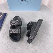 Prada Logo Plaque Quilted Slides In Black - 2