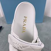 Prada Logo Plaque Quilted Slides In White - 5