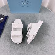 Prada Logo Plaque Quilted Slides In White - 3