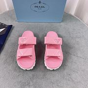 Prada Logo Plaque Quilted Slides In Pink - 1