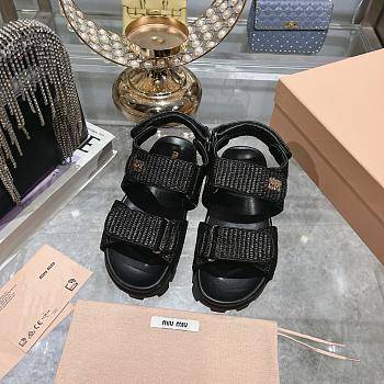 Miumiu Black Raffia Sandals