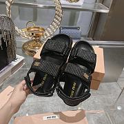 Miumiu Black Raffia Sandals - 5