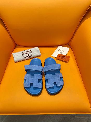 Hermes Chypre In Blue Sandals
