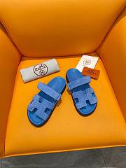 Hermes Chypre In Blue Sandals - 5