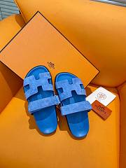 Hermes Chypre In Blue Sandals - 4