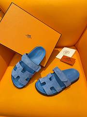 Hermes Chypre In Blue Sandals - 2