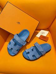 Hermes Chypre In Blue Sandals - 5