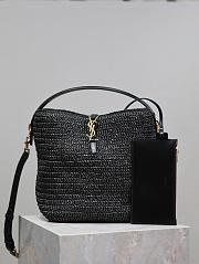 YSL Le37 Black Raffia Bucket Bag - 20×25×16cm - 1