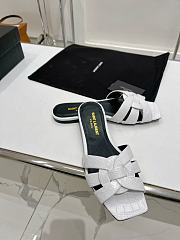 YSL Tribute White Crocodile Slippers - 2