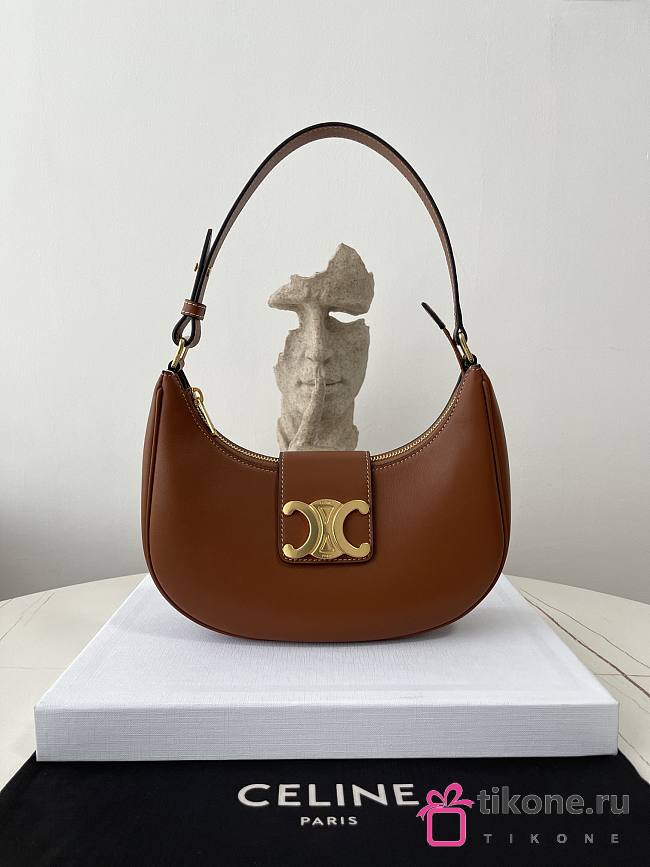 Celine Ava Triomphe Brown Leather Bag - 23×13.5×6cm - 1