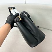 Prada Buckle Large Black Leather Handbag With Belt - 35x25x14cm - 4