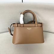 Prada Buckle Beige Leather Handbag With Belt - 28x18x10.5cm - 1