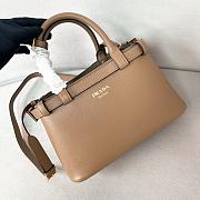 Prada Buckle Beige Leather Handbag With Belt - 28x18x10.5cm - 4