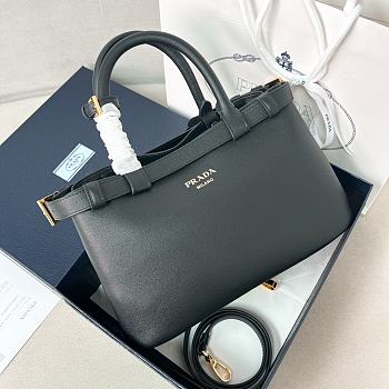 Prada Buckle Black Leather Handbag With Belt - 28x18x10.5cm