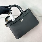 Prada Buckle Black Leather Handbag With Belt - 28x18x10.5cm - 4