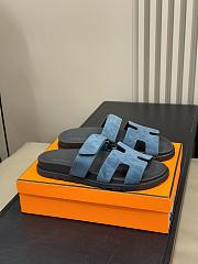 Hermes Chypre In Blue/ Black Sandals - 1