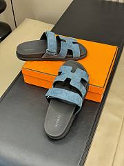 Hermes Chypre In Blue/ Black Sandals - 4