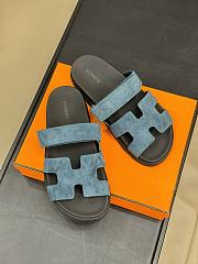 Hermes Chypre In Blue/ Black Sandals - 2