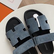 Hermes Chypre In Navy Sandals - 3