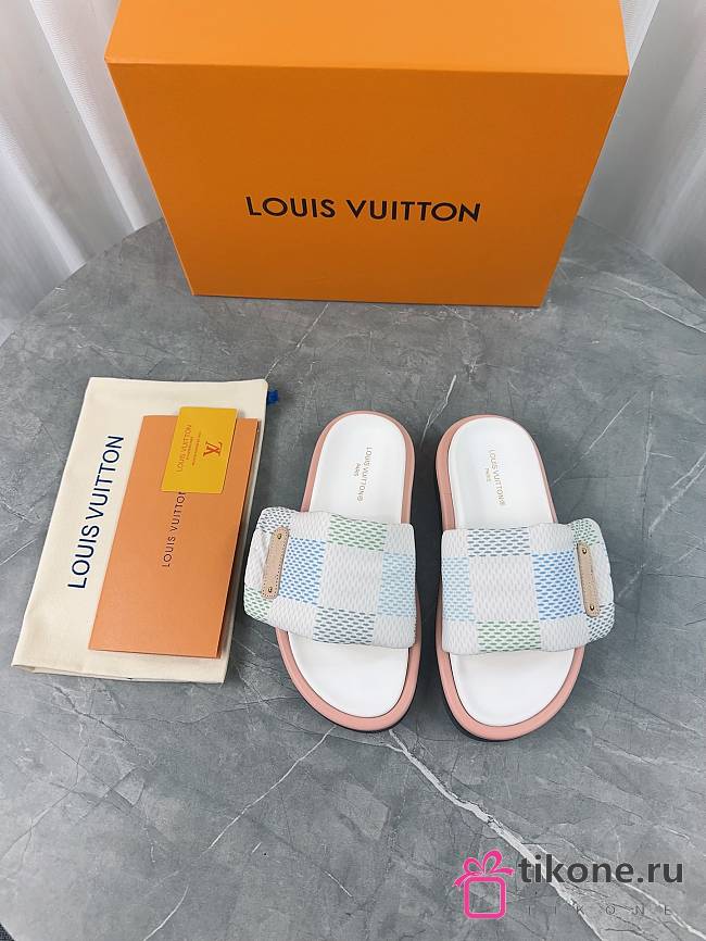 LV Pool Pillow Flat Comfort Mule Bleu Clair  - 1