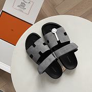 Hermes Chypre In Grey Sandals - 1