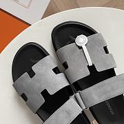 Hermes Chypre In Grey Sandals - 2