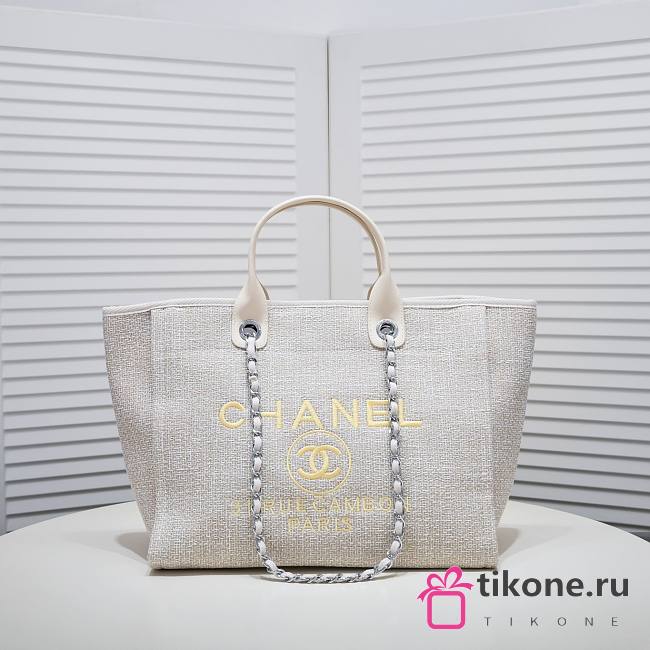 Chanel Deauville White Tote 38cm - 1