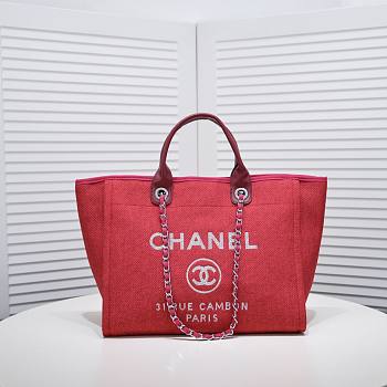 Chanel Deauville Red Tote 38cm