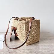 Celine Small Hippo Tie In Raffia & Calfskin Tan - 27x19x13cm - 5