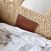 Celine Small Hippo Tie In Raffia & Calfskin Tan - 27x19x13cm - 4