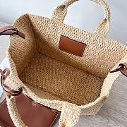 Celine Small Hippo Tie In Raffia & Calfskin Tan - 27x19x13cm - 2