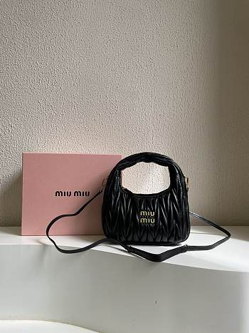 Miumiu Small Black Wander Matelassé Bag - 20x17x6cm